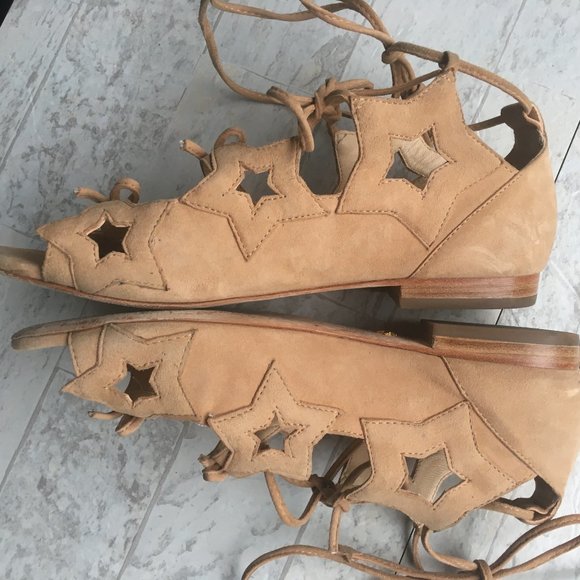 ISA TAPIA Dawn Star Suede Lace Up Flats Gladiator - Picture 5 of 8